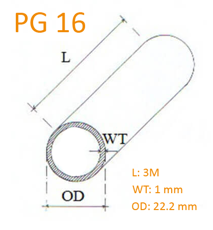 قطر خارجی و ضخامت لوله PG 16